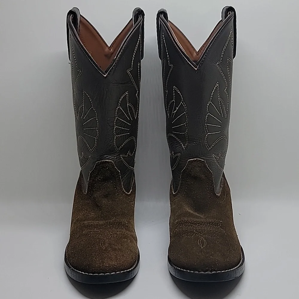 Acme Brown Suede Leather Cowboy Boots Kids (Read Flaws) Kids 4
